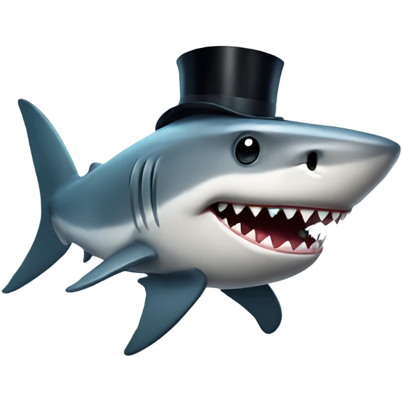 Shark with a top hat emoji