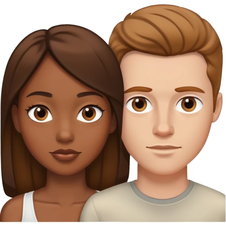 Black woman white man brown hair emoji
