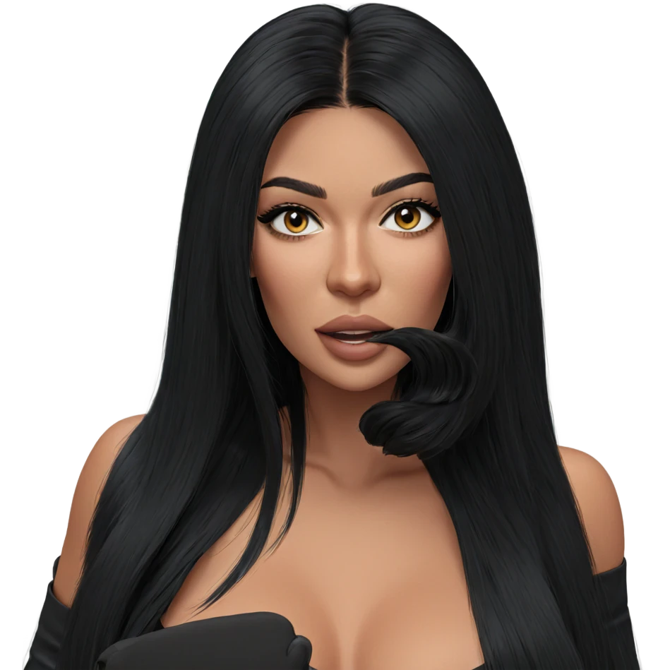 realistic girl with black hair emoji
