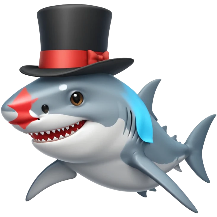 Shark with a top hat emoji