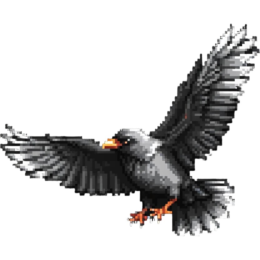 Flying crow with wings spread emoji