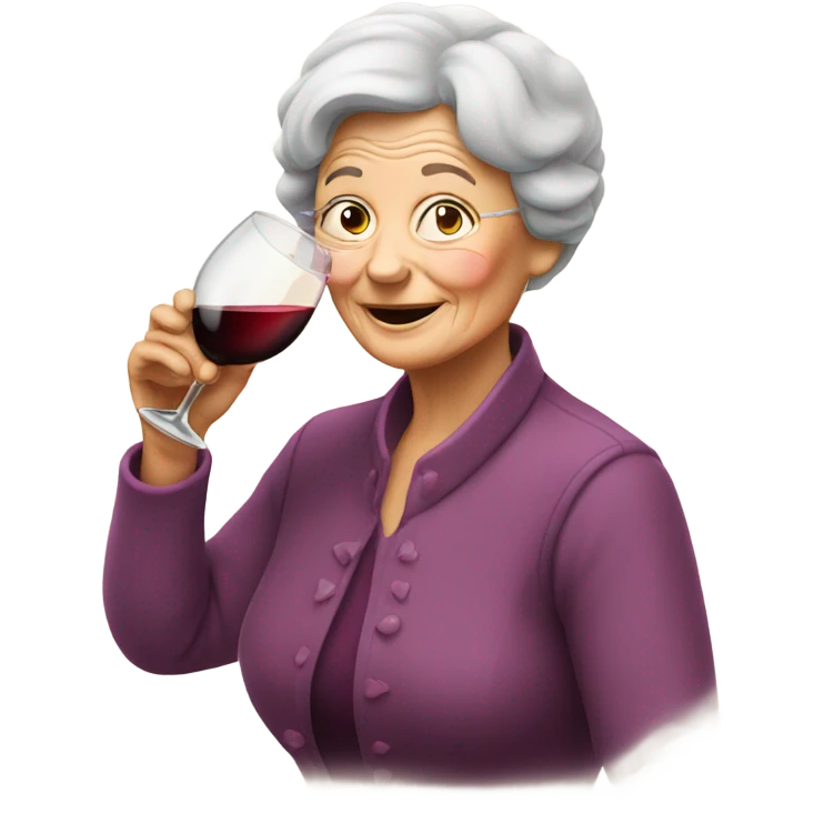 old lady drinking wine emoji