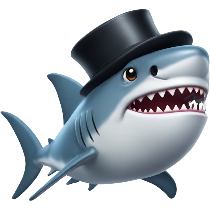Shark with a top hat emoji