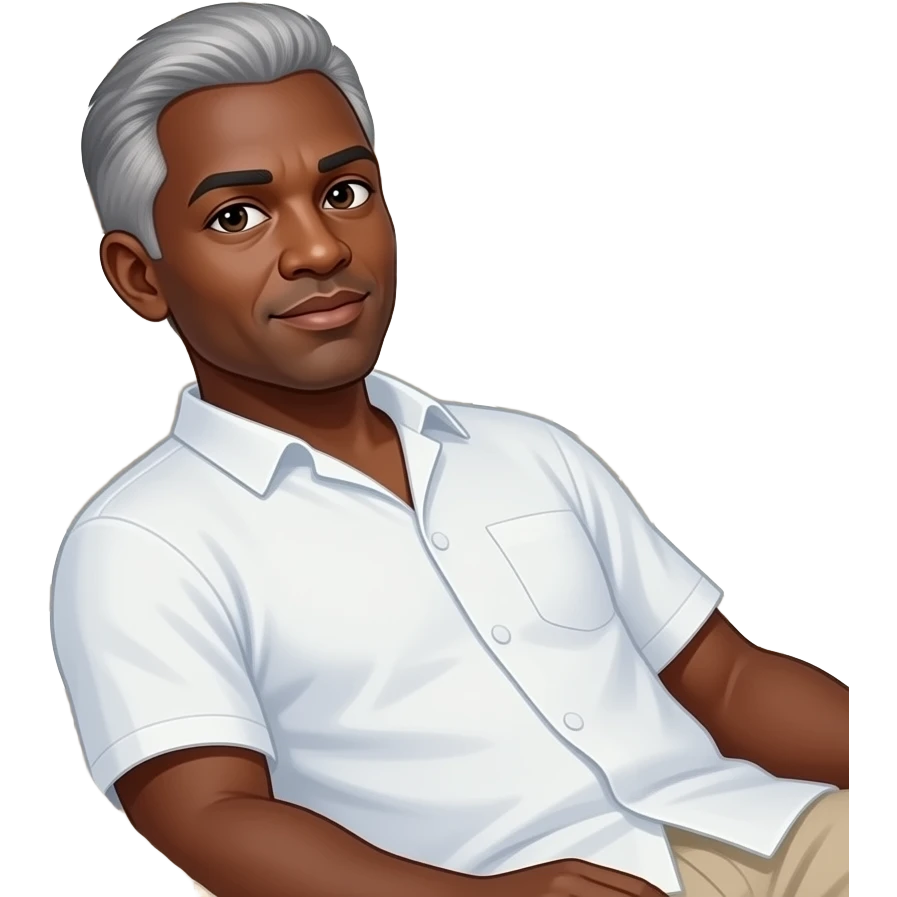 Black man with gray gain in a hammock emoji