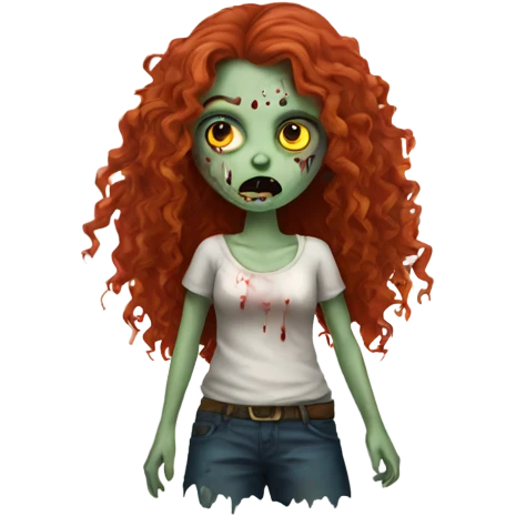 Zombie girl with long red curly hair emoji