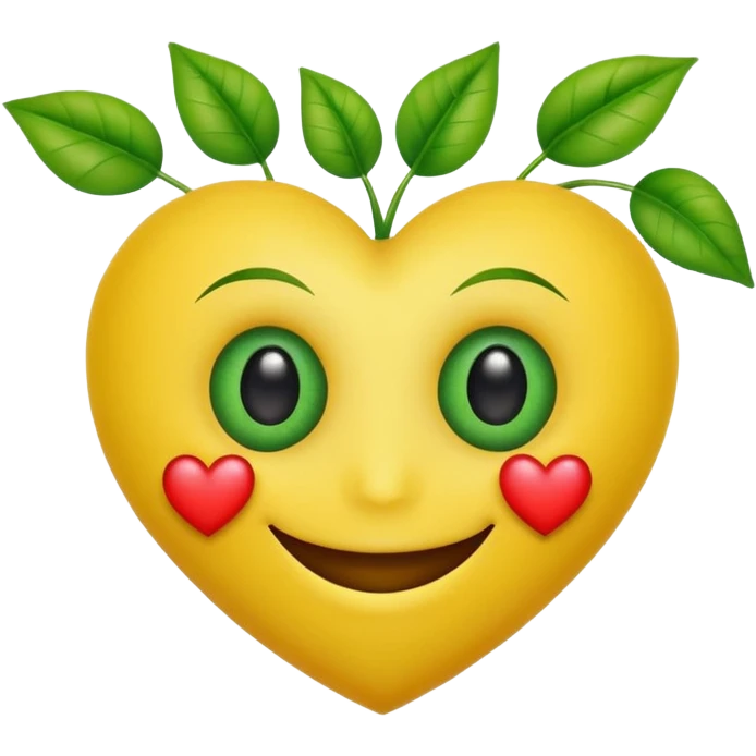 Heart smiley face with plant eyes emoji