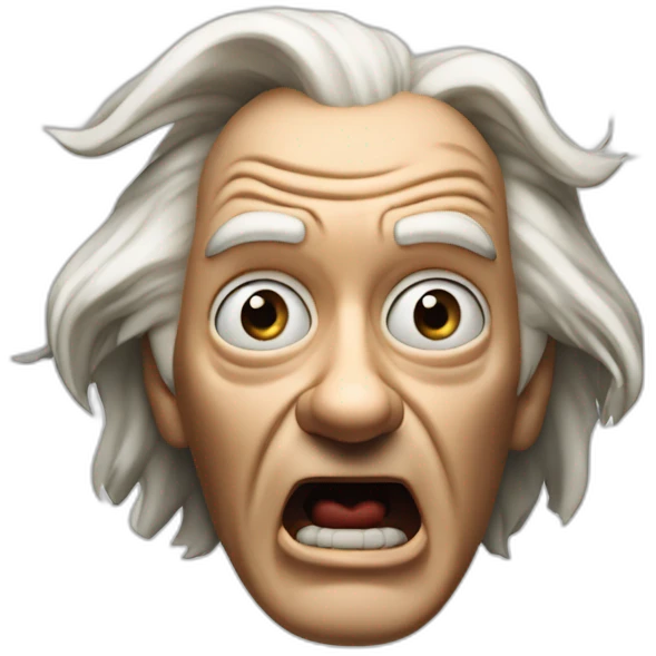 1955 Doc Brown from back to the future looking shocked and his mouth wide open. No eye-ware. emoji