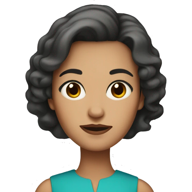 mid age woman with short dark hair and brown big eyes emoji