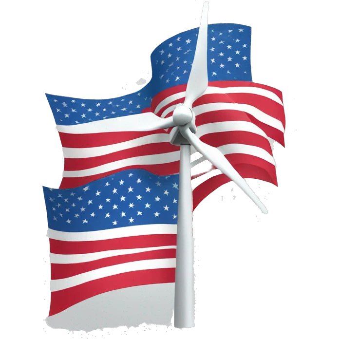 Wind turbine and usa flag emoji