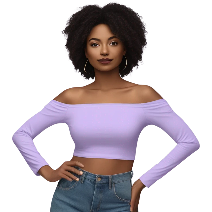 Realistic Lilac off shoulder Long sleeve flowy crop top, isolated emoji