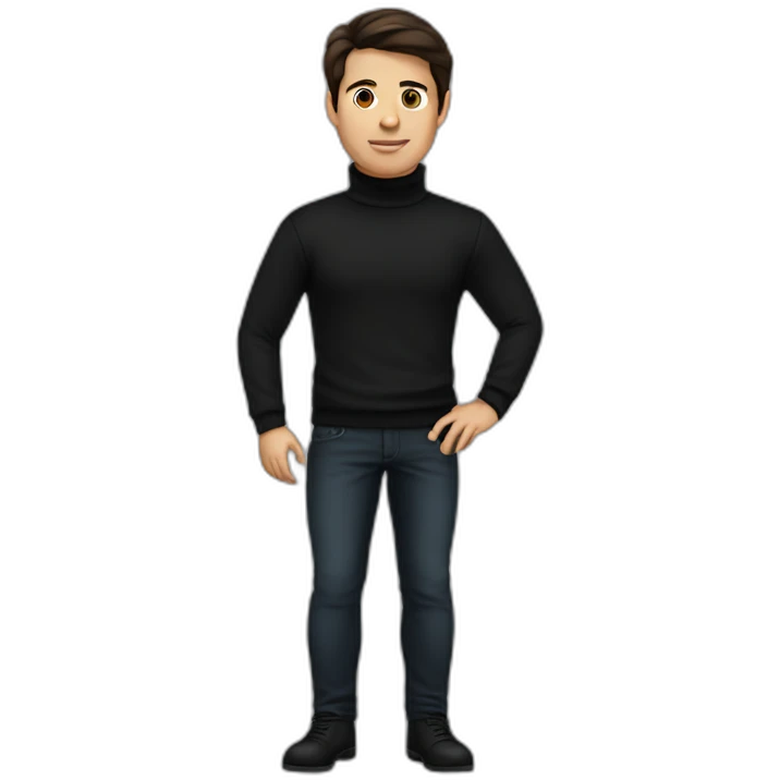 male dark brown haired designer with black turtleneck emoji