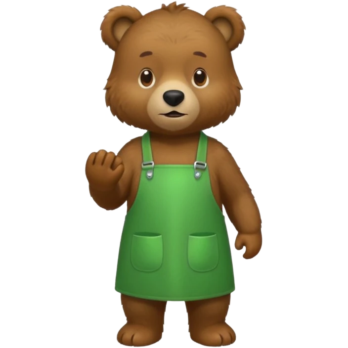 Brown bear in green apron emoji