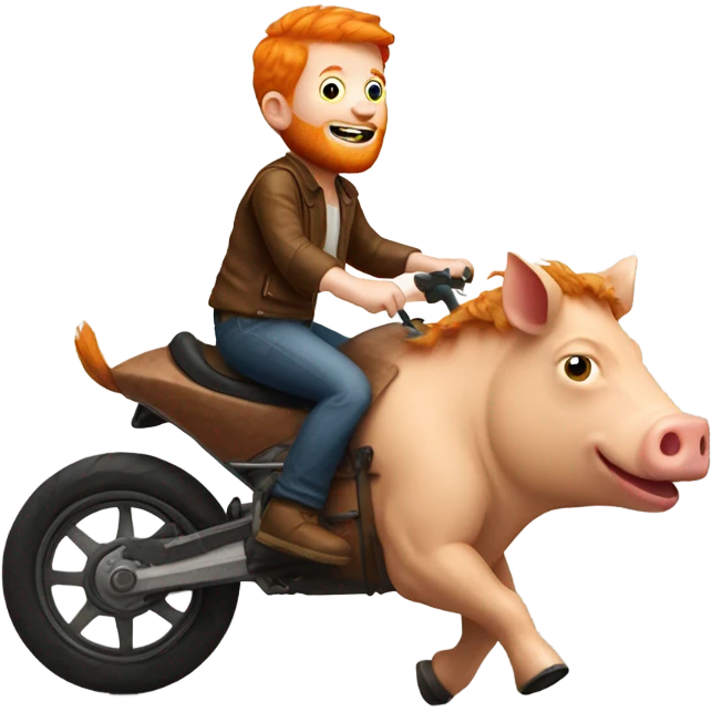 Ginger boy riding a hog with big face  emoji