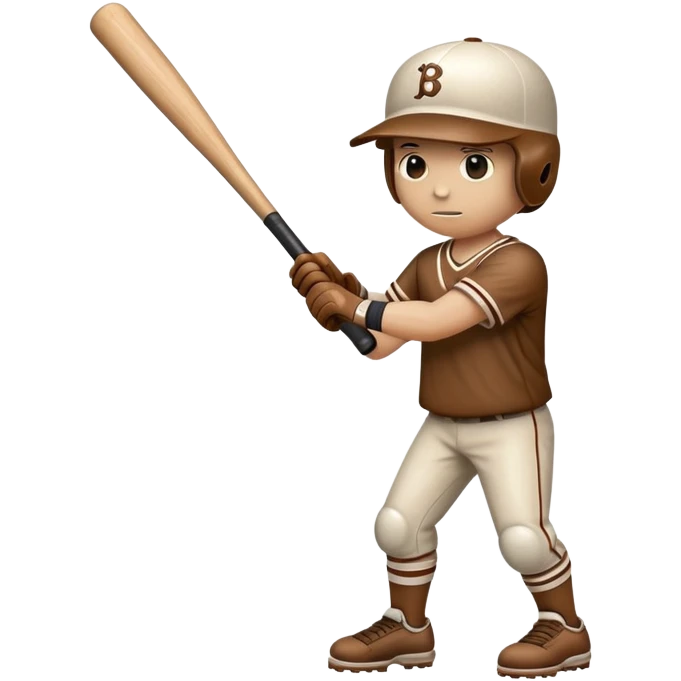 Humanoid piece of wood holding a baseball bat emoji