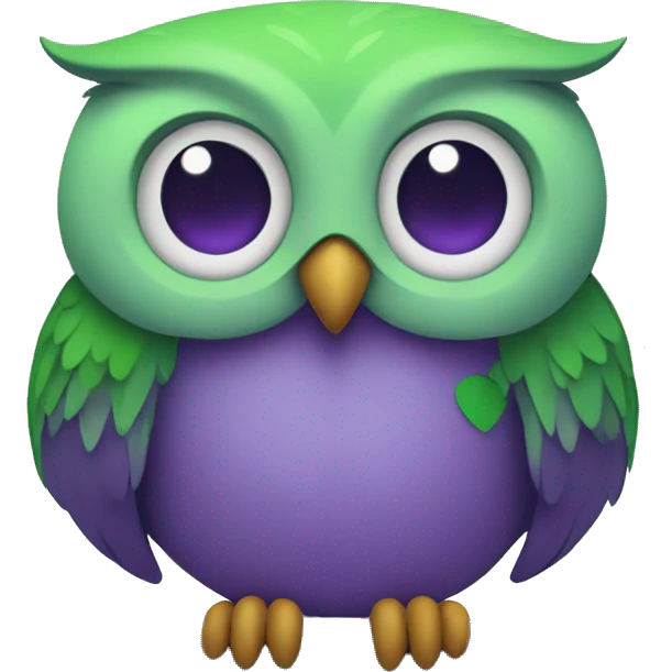 Purple and green owl holding hands emoji