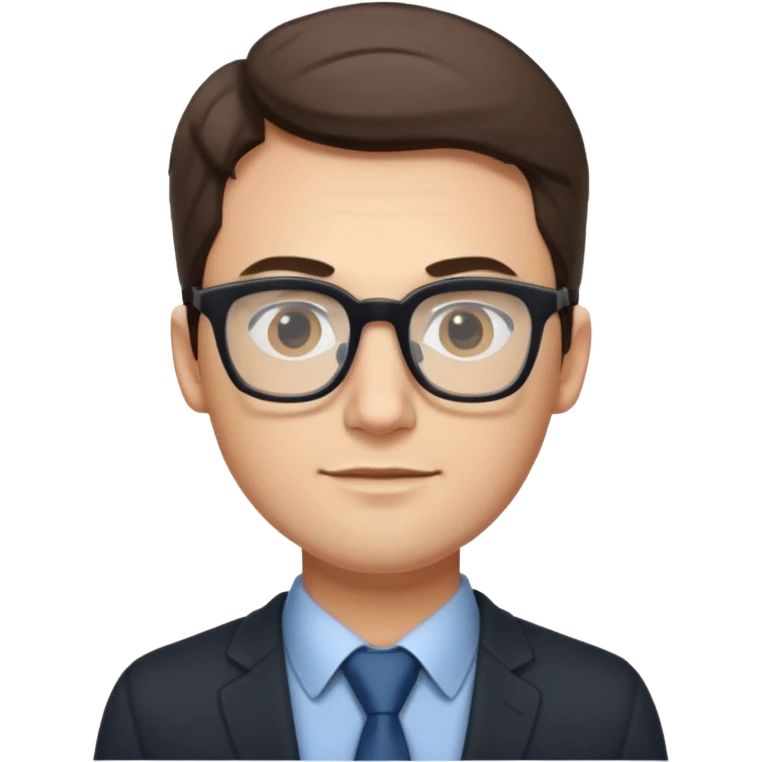 a man in his early 30s wearing glasses for a tech company emoji