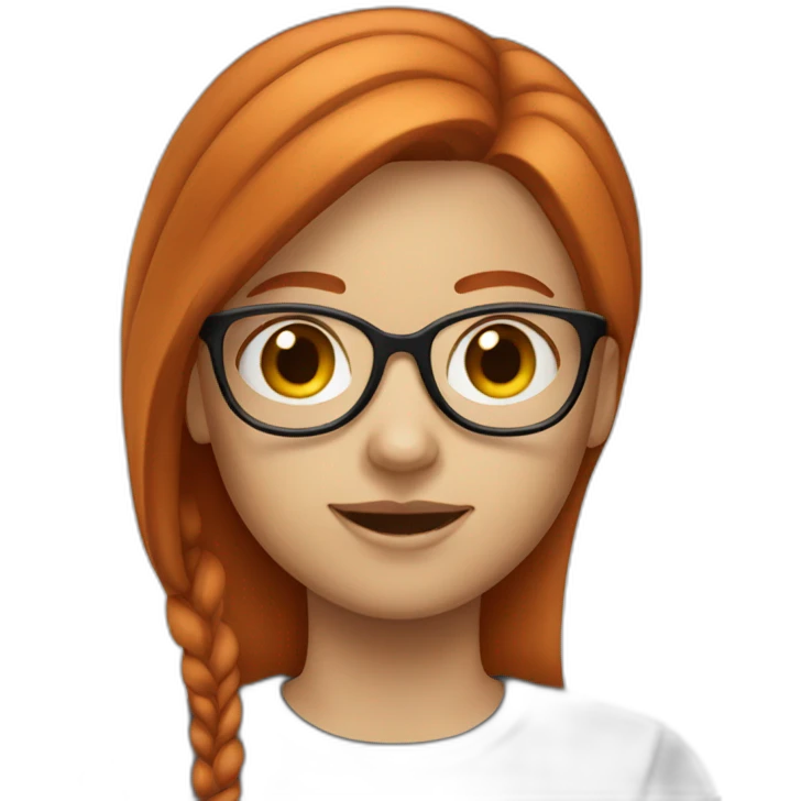 redhead girl with straight medium hair and glasses emoji