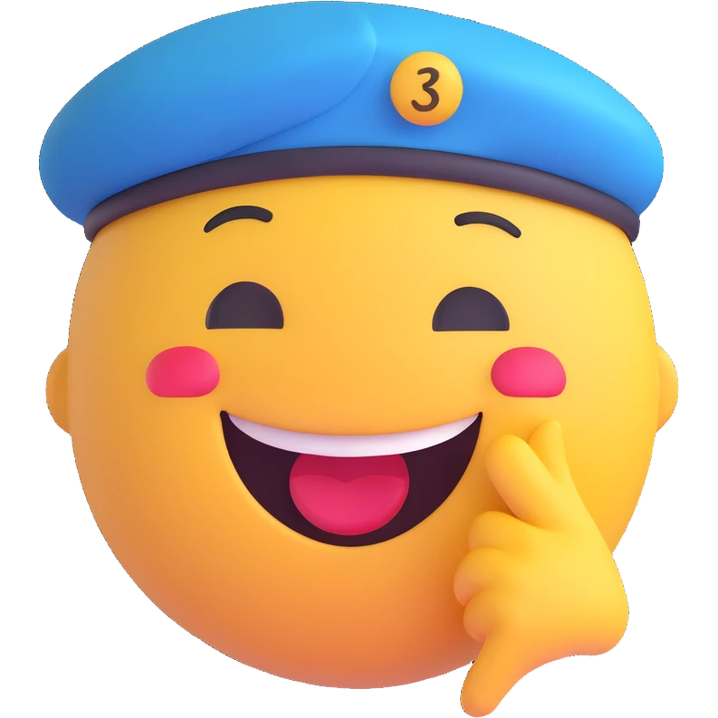 laughing emoji with beret emoji