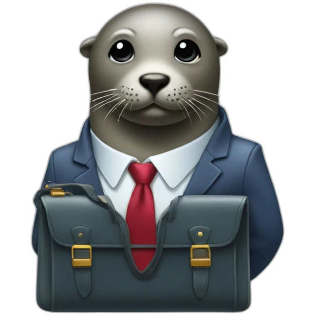 Seal in tie and with briefcase emoji