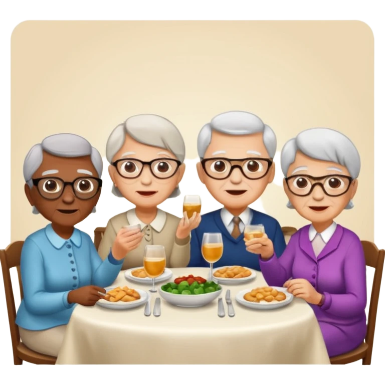4 elderly people having dinner emoji
