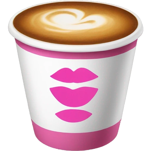 Coffee cup pink kiss mark emoji