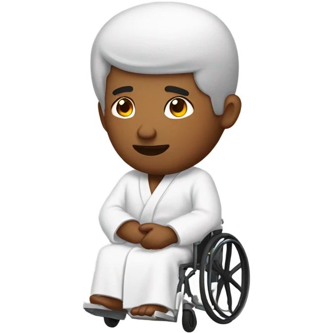 Indian guy in wheelchair with closed eyes wearing bathrobe emoji