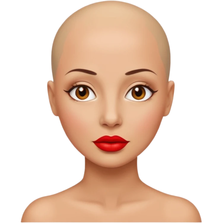 bald woman with red lips emoji