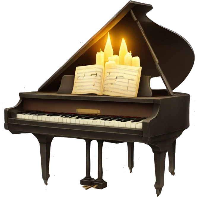 vintage piano with melted candles on top emoji