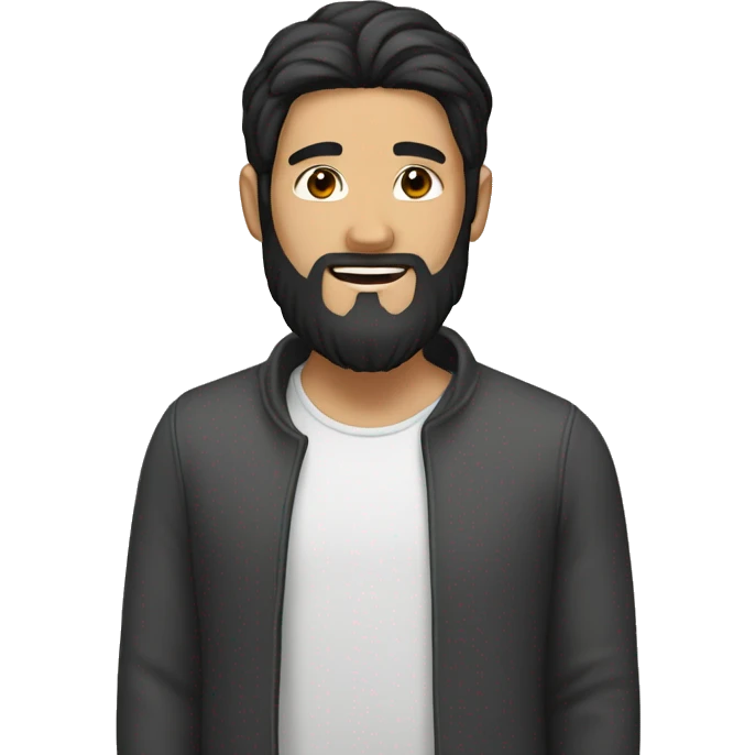 Asian Guy with long black hair and black beard emoji