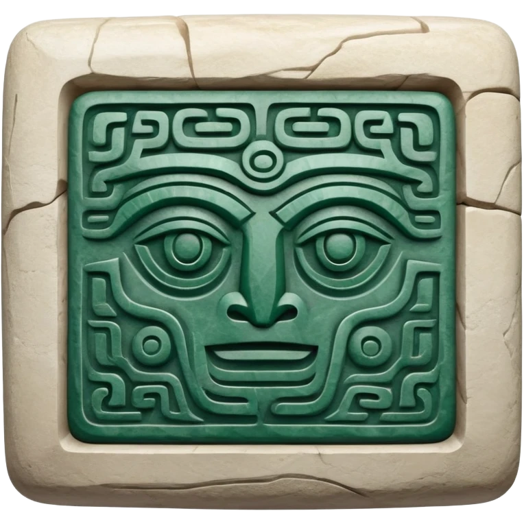 Mayan hieroglyphic symbol for communication or mail in white and dark green colors emoji