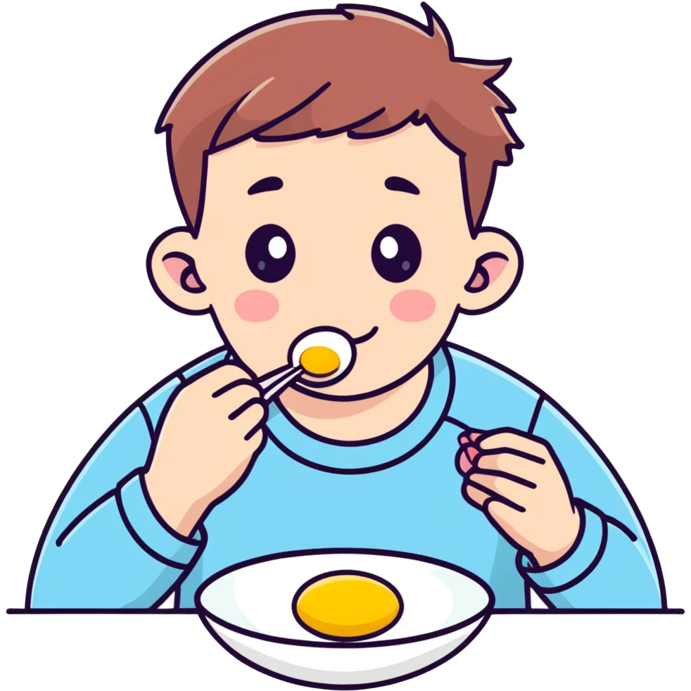 Ein junge der eine schweine nase hat und der eier frisst  emoji