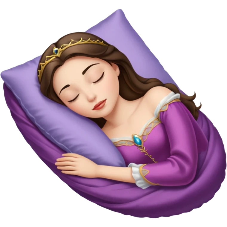 sleeping beauty brunette white girl with a silk pillow emoji