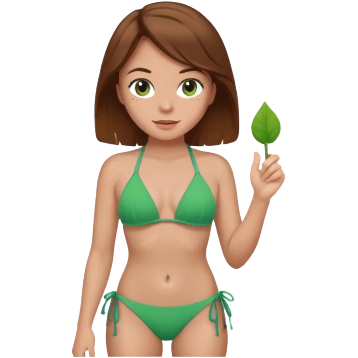 Green bikini on girl with brown hair emoji
