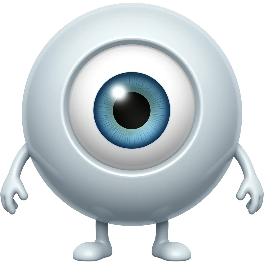 A ball with legs in one eye emoji