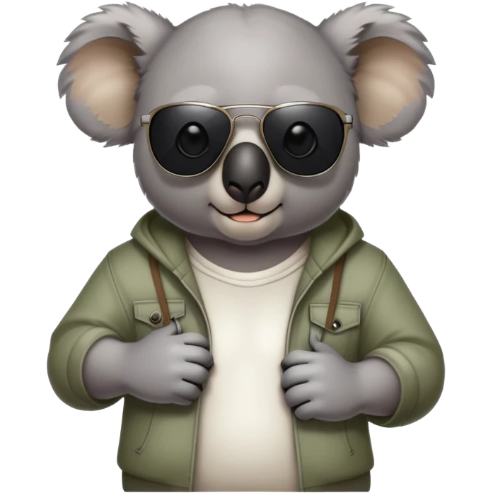anthropomorphised koala in casual clothing, wearing dark sunglasses, fierce pose emoji