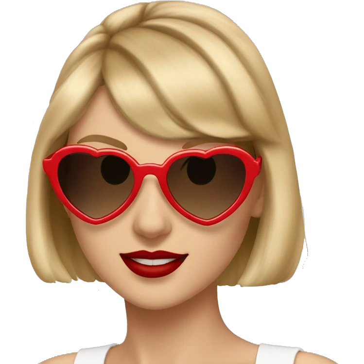 Taylor swift wearing red heart sunglasses emoji
