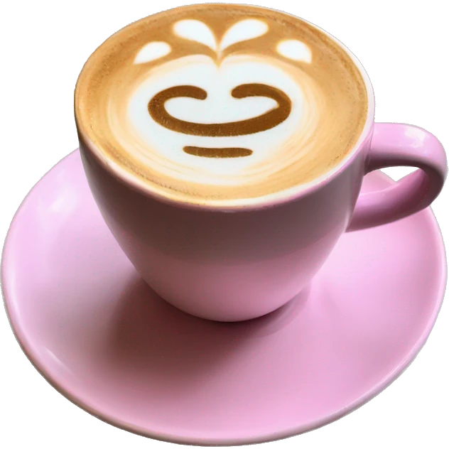 pink latte with heart shaped latte art emoji