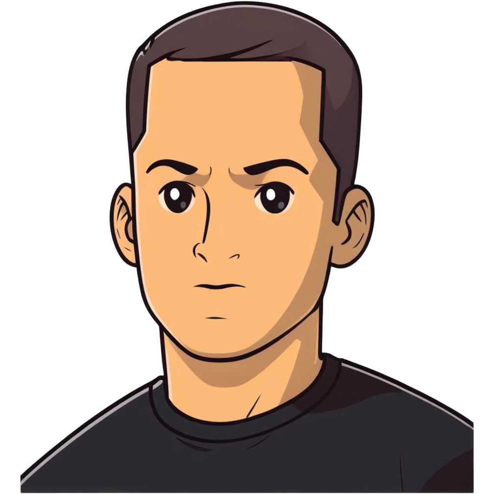 Attractive man in his 40s with youthful appearance, light brown skin, elongated face, defined jawline, medium dark eyes, arched eyebrows, straight nose, handsome friendly expression, short dark hair styled upward, athletic build, wearing a fitted black t-shirt emoji