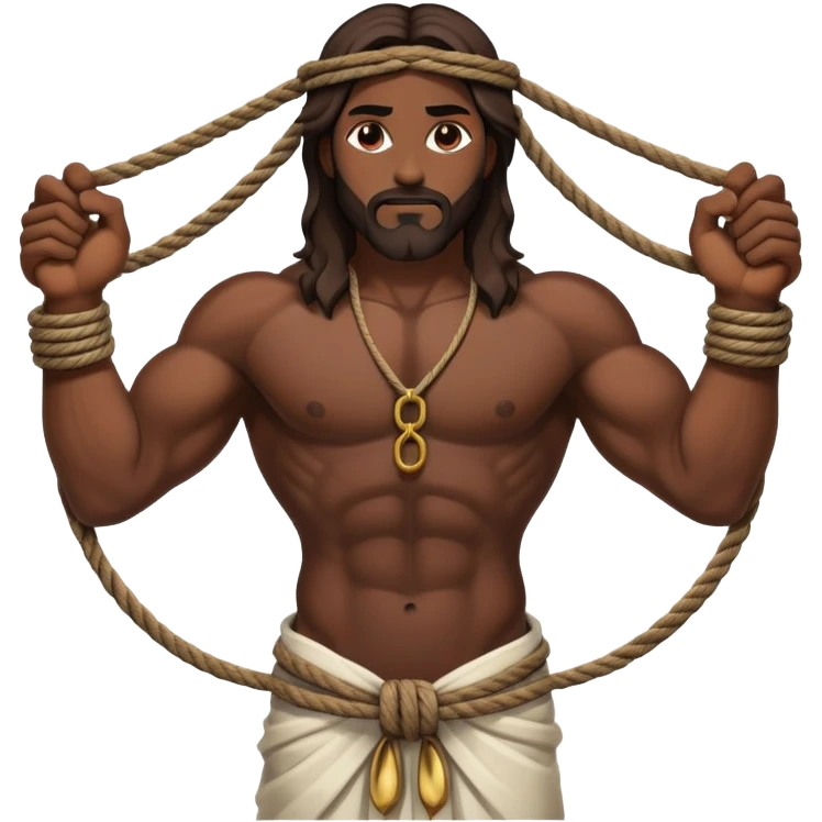 Dark skin christ Jesus tied in ropes emoji