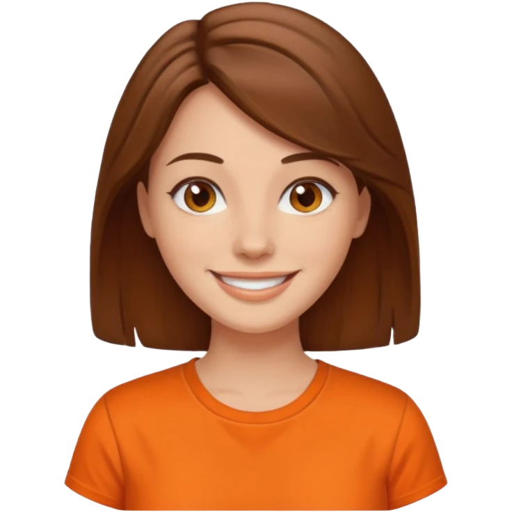 brown haired woman with orange shirt emoji