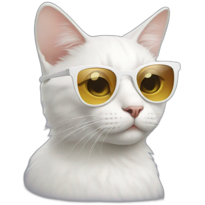 white cat with sunglasses emoji