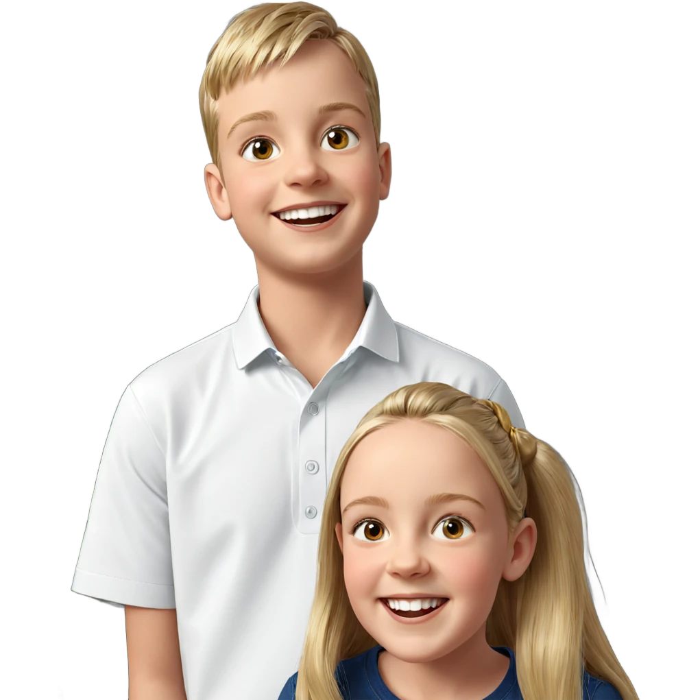 smiling girl and boy portrait emoji