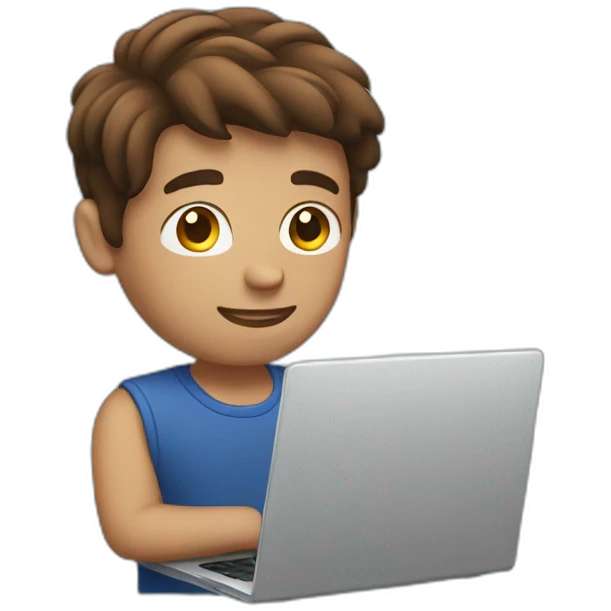brown hair guy with laptop emoji