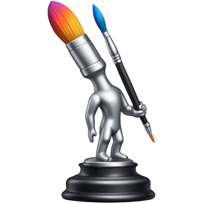 Metal painting icon, fine paintbrush painting a detailed metal statuette or vase with bright, vivid colors, visible strokes and intricate patterns, no finished artwork, just the painting process, minimalistic style, clean lines, transparent background. emoji