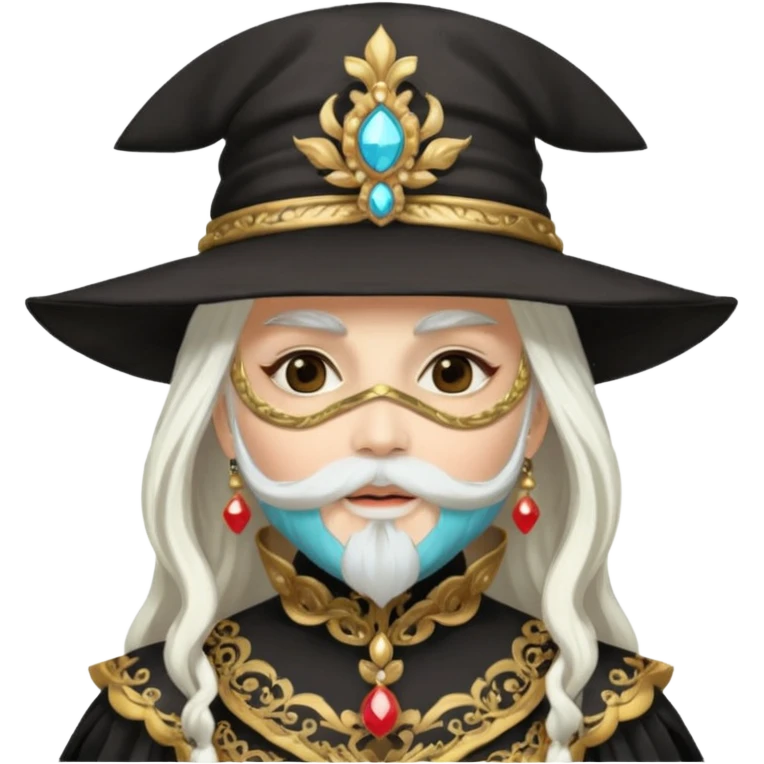 masked Women with hat long white hair & bearded emoji