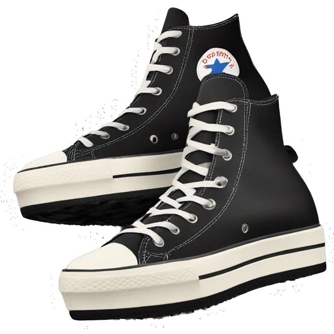 Black platform converse platform shoes hike  emoji