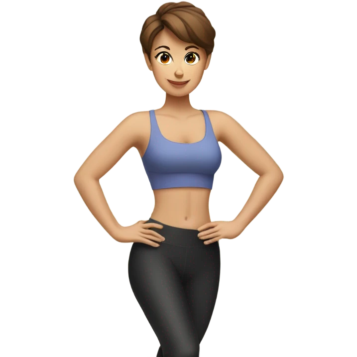 Pretty Woman with short brown hair doing Pilates exercises  emoji