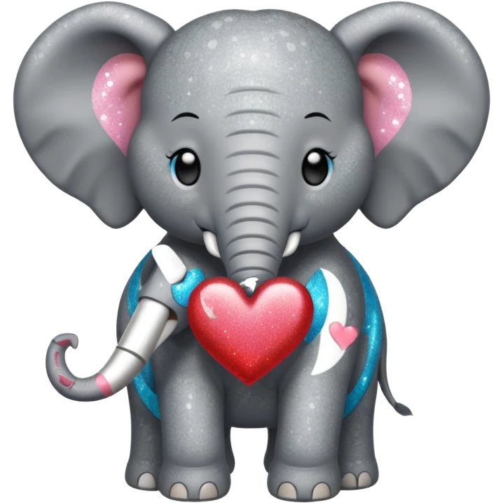 Elephant with glitter heart  emoji