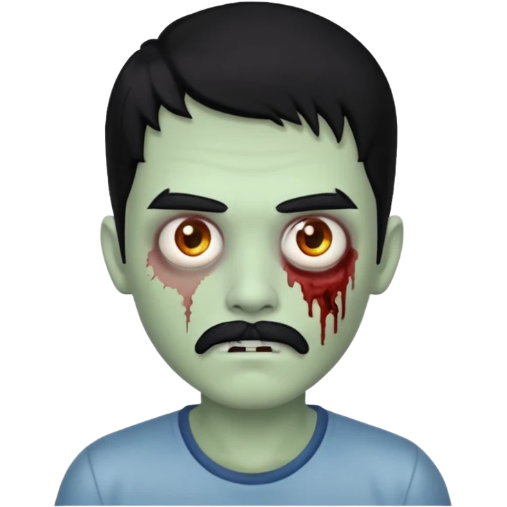 young zombie with black hair and white mustache emoji
