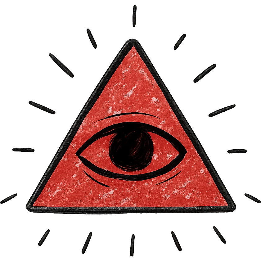 A blood-red triangle with a glowing eye inside, symbol of FOE emoji
